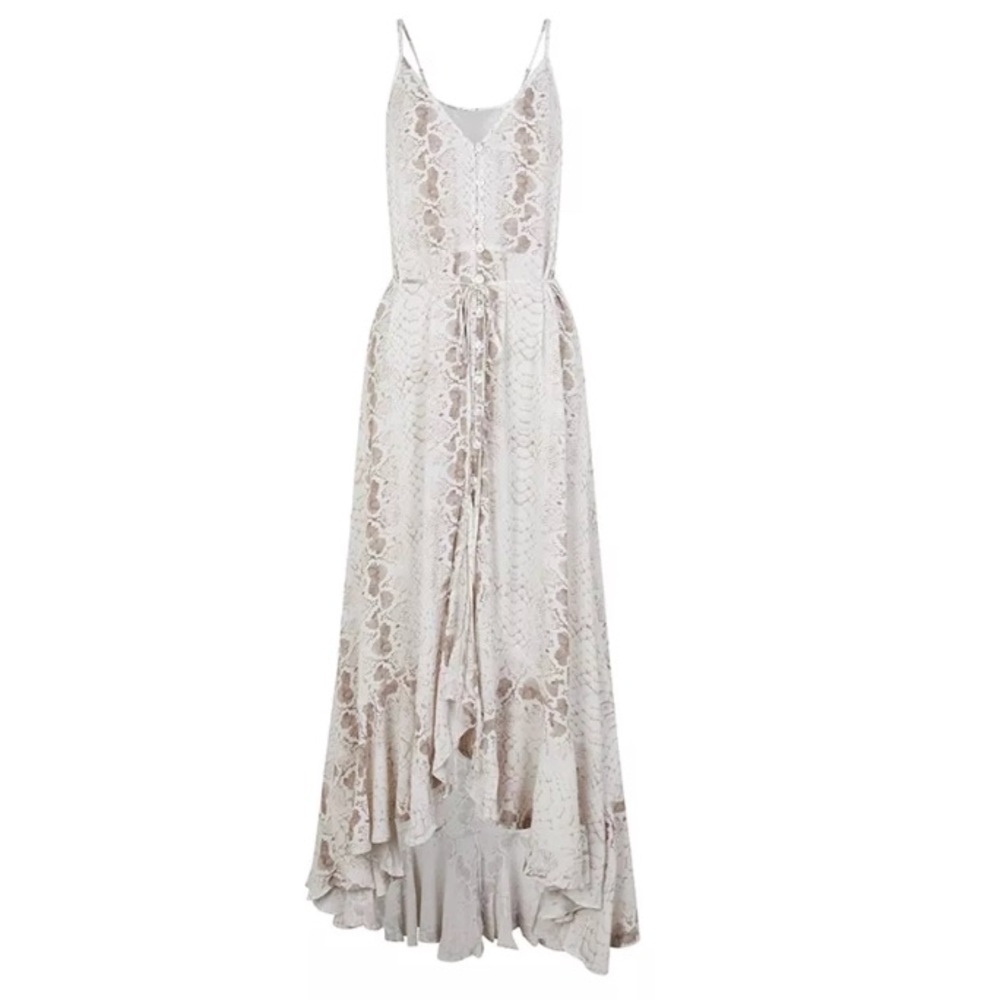 Boho Snake Printed Ruffled Hem Dress - Picture 4 of 5